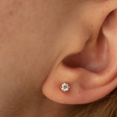 Серьги - пусеты с бриллиантами (красное золото) 34752421 №4