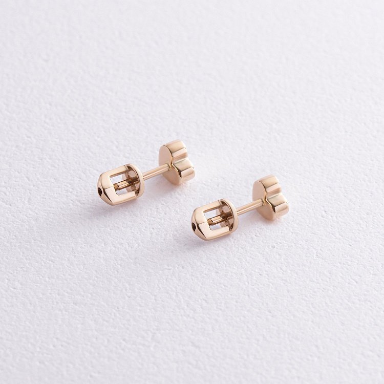 Сережки - пусети "Сердечки" у жовтому золоті с08345 від ювелірного магазину Онікс - 6