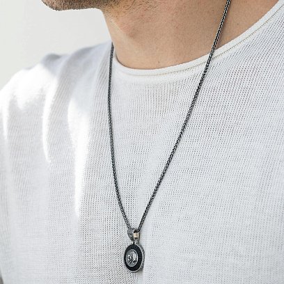 Серебряный кулон "Знак зодиака Телец" с эбеном 1041телець №2