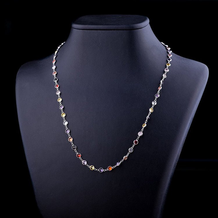 Срібне кольє з кольоровими фіанітами 18572 від ювелірного магазину Онікс - 3