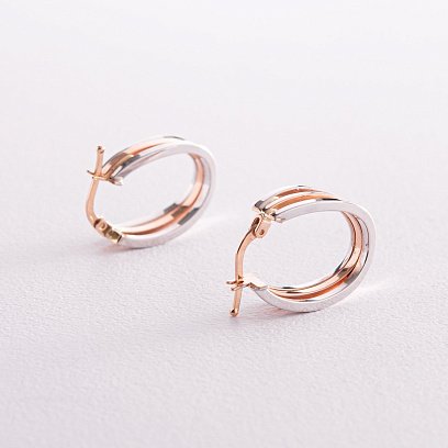 Сережки "Сплетіння" (червоне та біле золото) с08078 №5