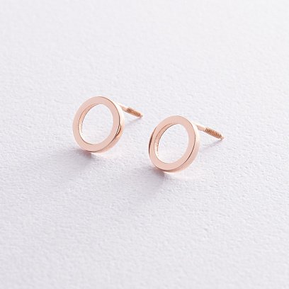 Серьги - пусеты "Круговорот" в красном золоте с08306