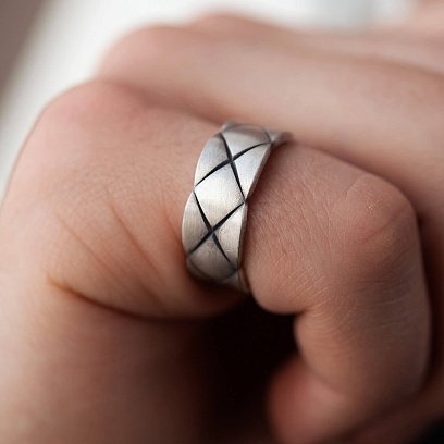 Серебряное кольцо "Геометрические кубы" 112712 №9