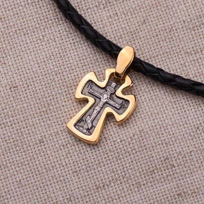 Крестик "Спаси и сохрани" (позолота) 131813 №4