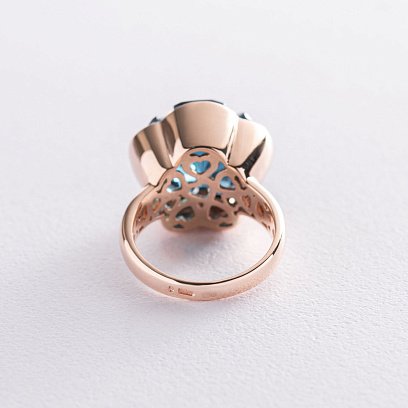 Золотое кольцо "Цветок" (Лондон топаз) к1005k №6