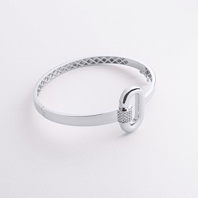 Жорсткий браслет "Alice" у білому золоті (фіаніти) б05748 №2