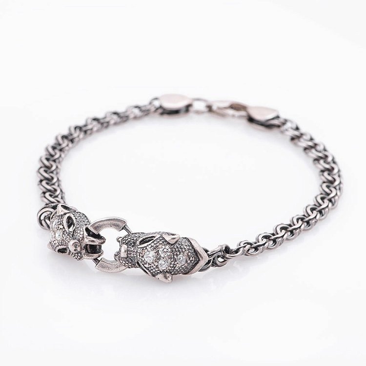 Серебряный браслет "Пантера" (фианит) 14426 от ювелирного магазина Оникс