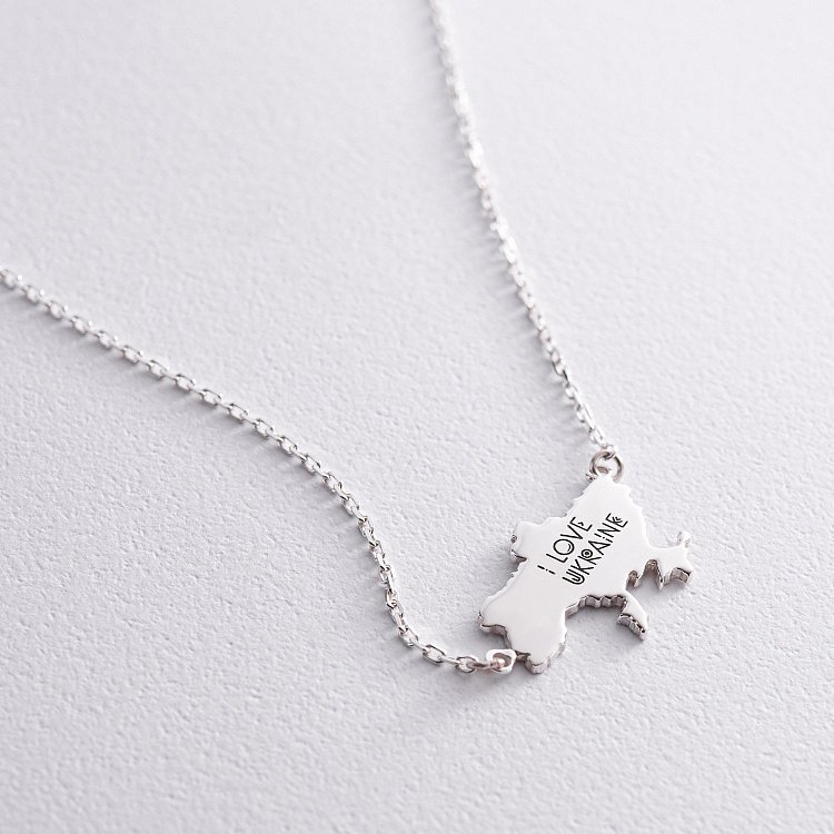 Серебряное колье "Украина с Вашим текстом" 181212укр - 5 Серебряное колье "Украина с Вашим текстом" 181212укр от ювелирного магазина Оникс - 5