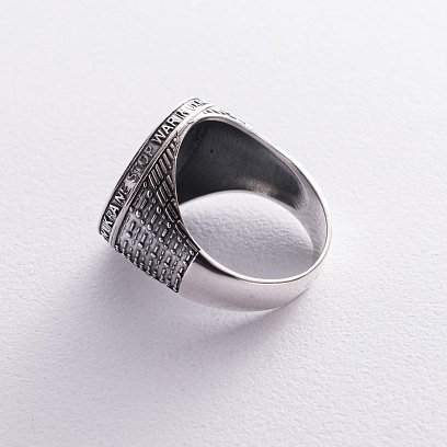 Чоловіча срібна печатка "Stop war in Ukraine" 112723 №7