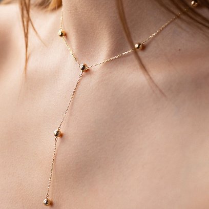 Колье 2 в 1 "Шарики" в желтом золоте кол02343 №5