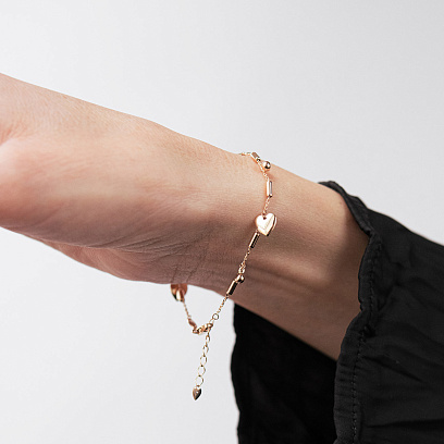 Золотой браслет "Сердечки" б05822 №2