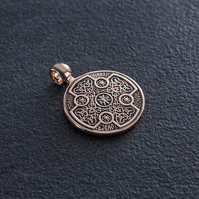 Золотая подвеска "Св. Николай Чудотворец" с чернением п02410 №3