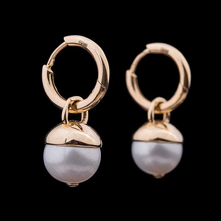 Золоті сережки з культивованими прісноводним перлами с03227 від ювелірного магазину Онікс - 1