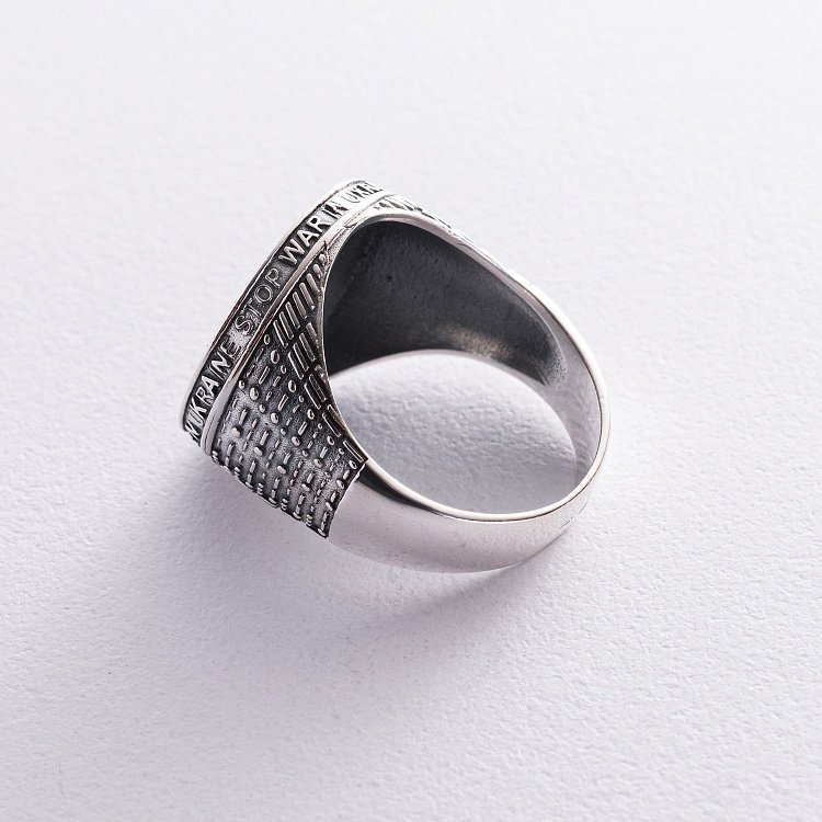 Чоловіча срібна печатка "Stop war in Ukraine" 112723 від ювелірного магазину Онікс - 7