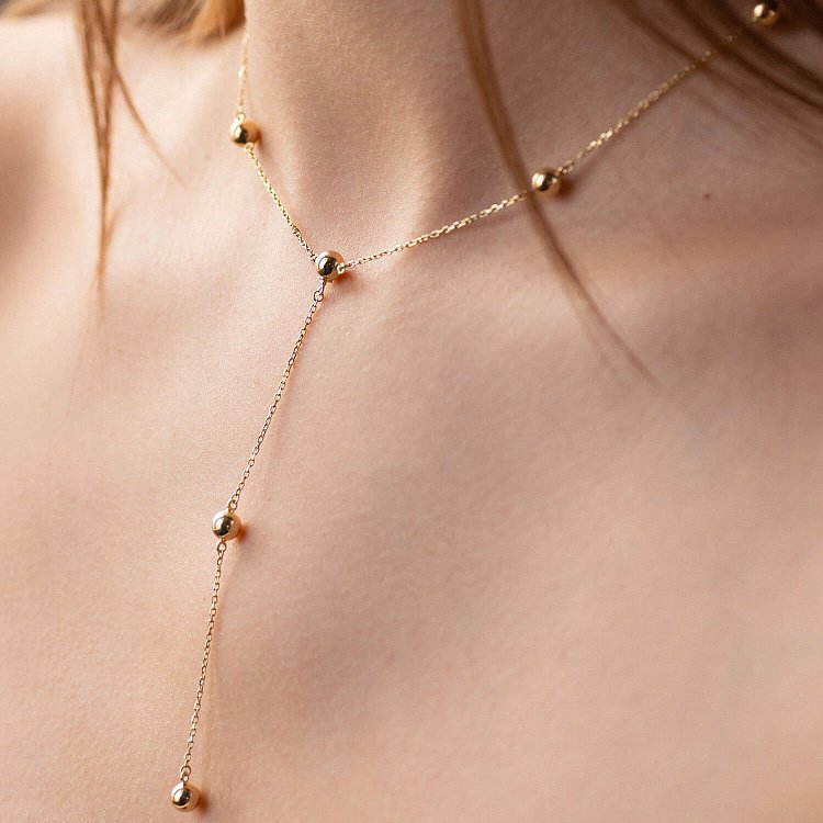 Колье 2 в 1 "Шарики" в желтом золоте кол02343 от ювелирного магазина Оникс - 7