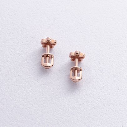 Золотые серьги - пусеты "Цветочки" с08762 №4