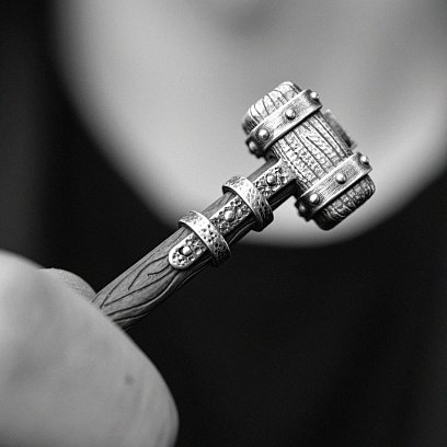 Серебряный брелок "Молот викинга" с эбеном 1116 №13