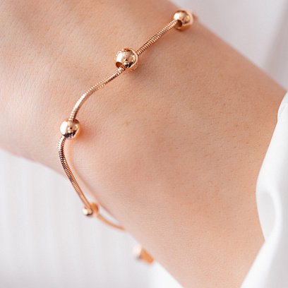 Браслет "Шарики" в красном золоте (фианиты) б05072 №5