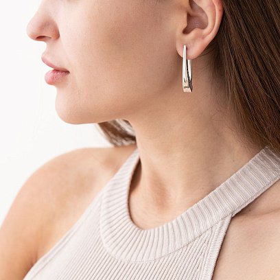 Серебряные серьги на английской застежке 121795 №2