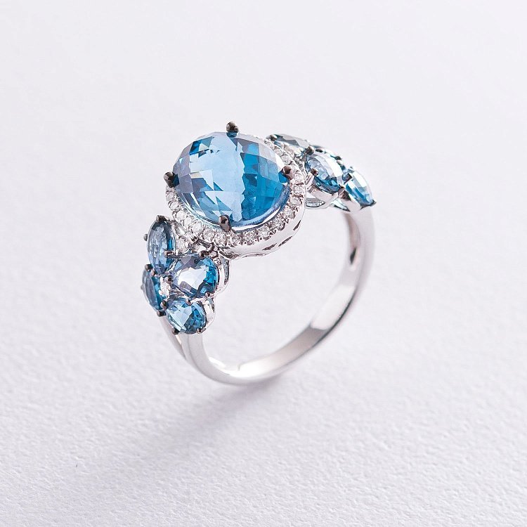 Золотое кольцо (топазы, бриллианты) кб0501gm от ювелирного магазина Оникс