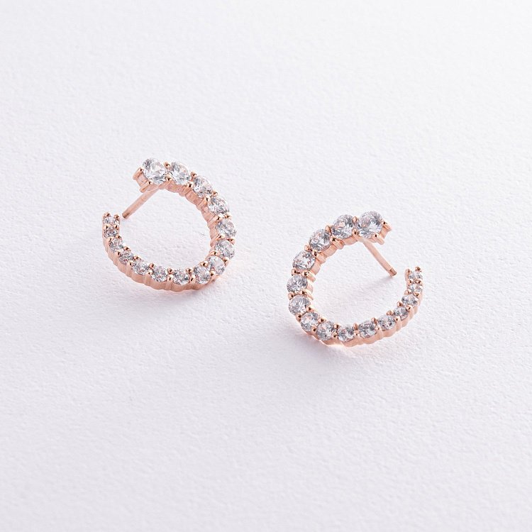 Серьги - пусеты "Саманта" с фианитами (красное золото) с08448 от ювелирного магазина Оникс - 2