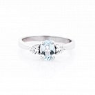 Серебряное помолвочное кольцо с голубым топазом и фианитами 111434 от ювелирного магазина Оникс - 2
