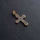Серебряный крестик "Распятие. Спаси и сохрани" (чернение, позолота) 132527 от ювелирного магазина Оникс - 2