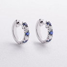 Сережки - кільця в білому золоті (діаманти, сапфіри) сб0732ri от ювелирного магазина Оникс