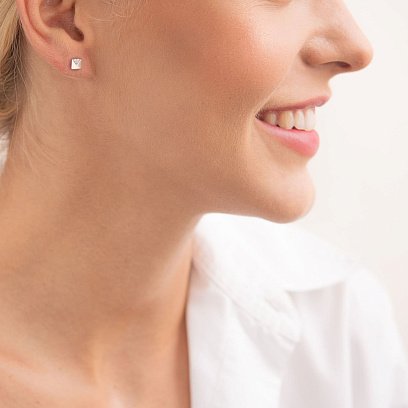 Серьги - пусеты "Квадратики" в белом золоте с07336 №2