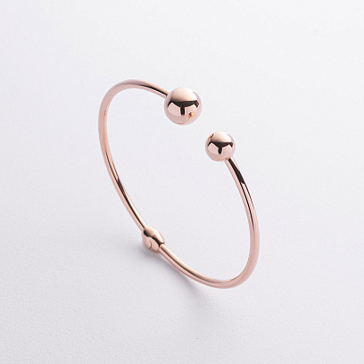 Жесткий браслет "Шарики" в красном золоте б05500