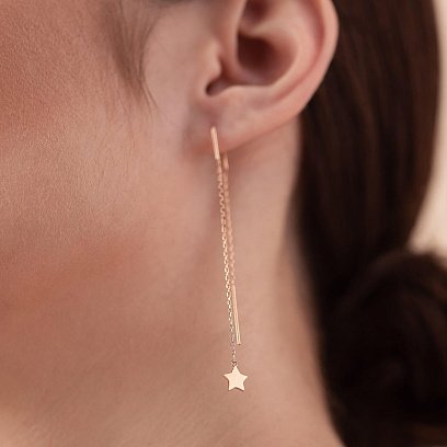 Золотые серьги - протяжки "Звездочки" с05282 №2