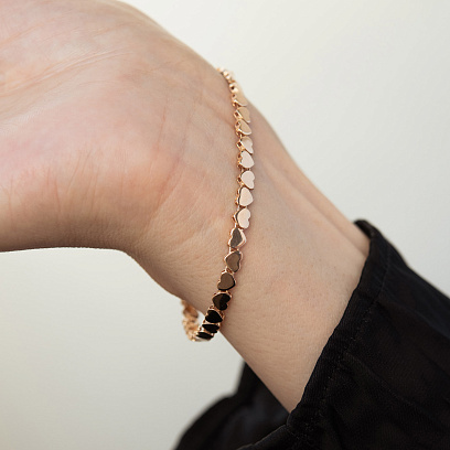 Браслет "Сердечки" у червоному золоті б05782 №6