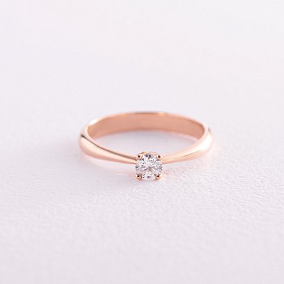 Помолвочное золотое кольцо с бриллиантом 218662421 №3
