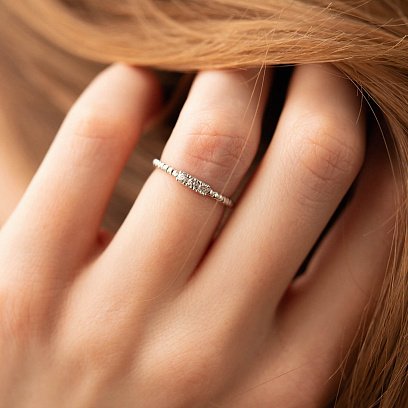 Шариковое кольцо "Мелоди" с фианитами (белое золото) к07395 №5