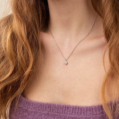 Срібне кольє "Сердечко" з фіанітом ?181253 №2