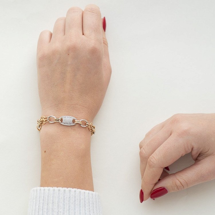 Золотой браслет с фианитами б01499 от ювелирного магазина Оникс - 2