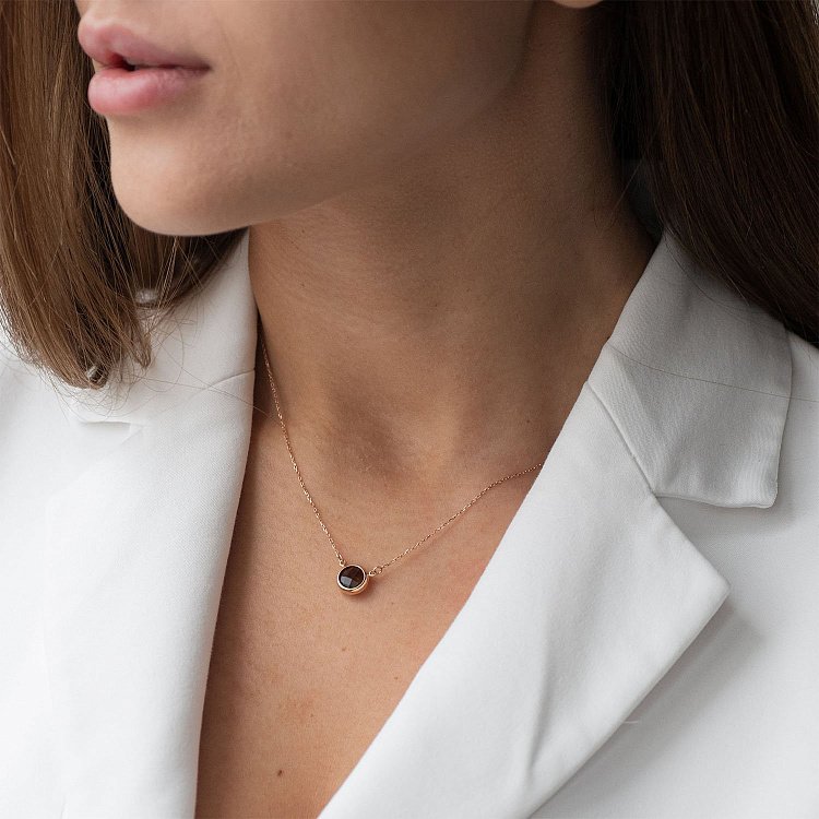 Золоте кольє з димчастим кварцом кол01181 від ювелірного магазину Онікс - 1