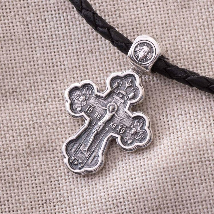 Срібний православний хрестик "Розп'яття. Рафаїл і святі цілителі" 131282 від ювелірного магазину Онікс - 2