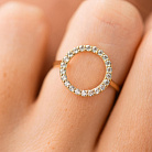 Каблучка "Кругообіг" у жовтому золоті (фіаніти) к08152 от ювелирного магазина Оникс - 3