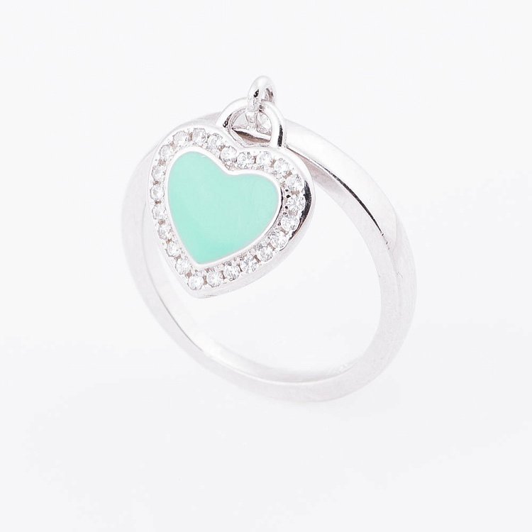 Срібний перстень сердечко з фіанітом 111977 від ювелірного магазину Онікс