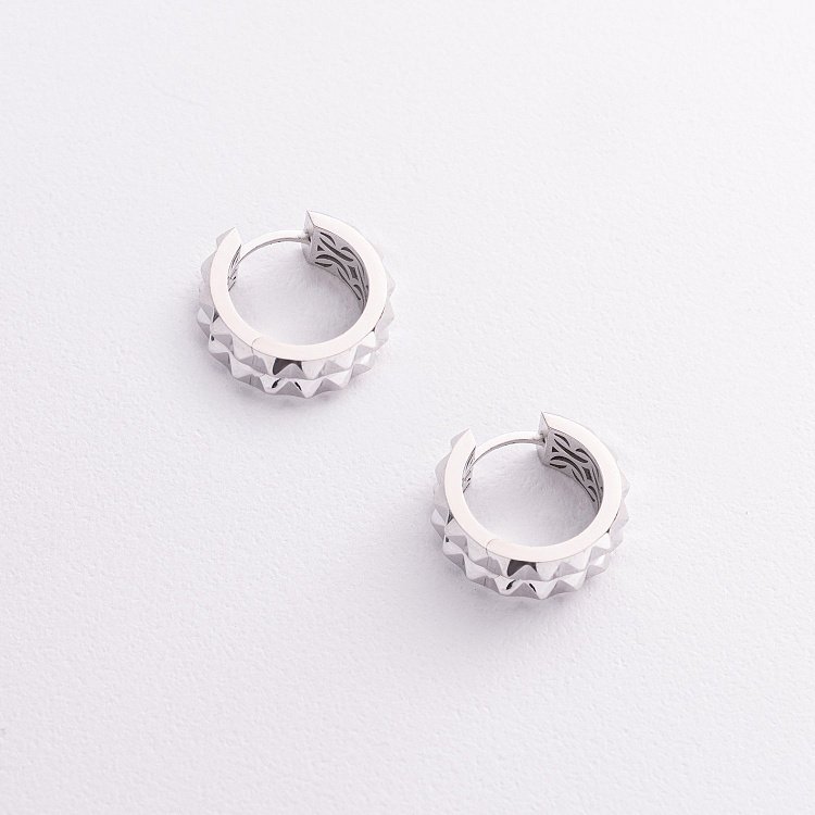 Сережки - кільця "Monika" у білому золоті с09312 від ювелірного магазину Онікс - 1