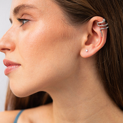 Сережка - каффа "Змія" в білому золоті с09529 №6