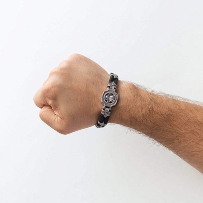 Срібний браслет "Господь Вседержитель" (онікс) 427 №7