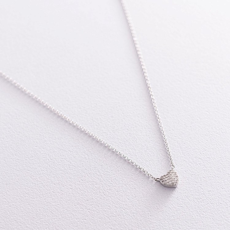 Срібне кольє з сердечком (фіаніти) 18649 від ювелірного магазину Онікс - 2