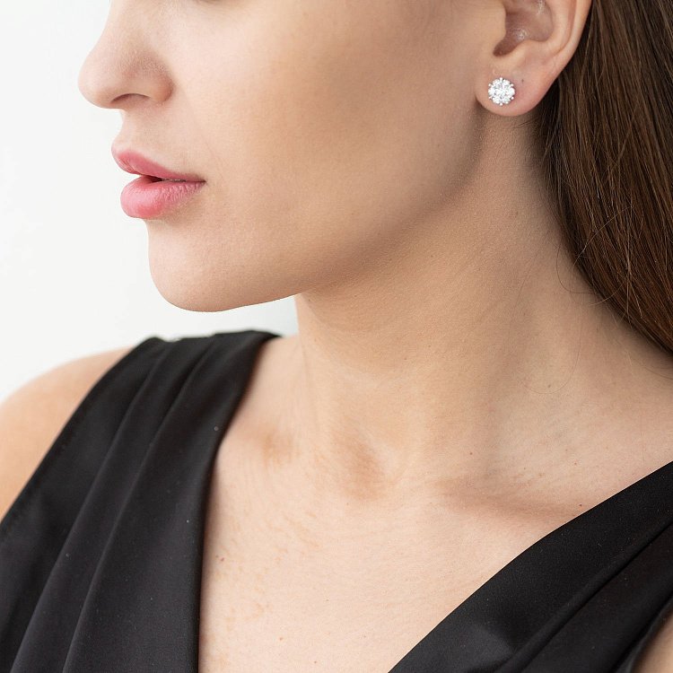 Золоті сережки-пусети з діамантами сб0265cha від ювелірного магазину Онікс - 3