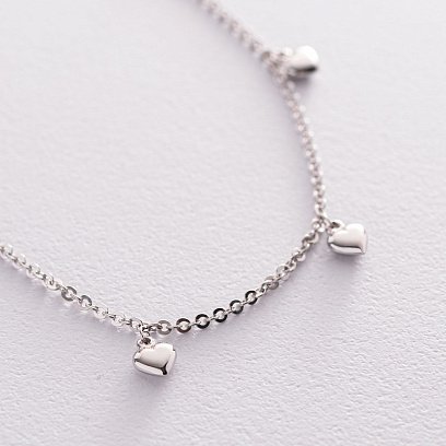 Золотий браслет "Сердечка" на ногу б04703 №3