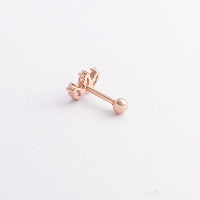 Одиночна золота сережка в хрящ вушка (фіаніти) з40034к №2