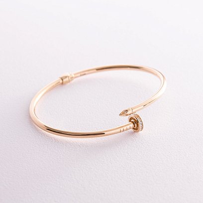 Браслет "Гвоздь" в желтом золоте (фианиты) б05174 №2