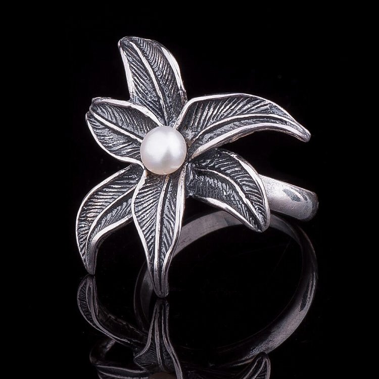 Каблучка "Квіточка" (культ. прісн. перли) 11244 від ювелірного магазину Онікс - 1