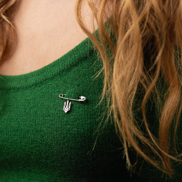 Золотая булавка "Герб Украины - Тризуб" зак00335 от ювелирного магазина Оникс - 5